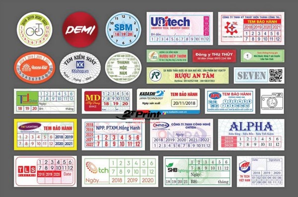 hình dáng tem bảo hành