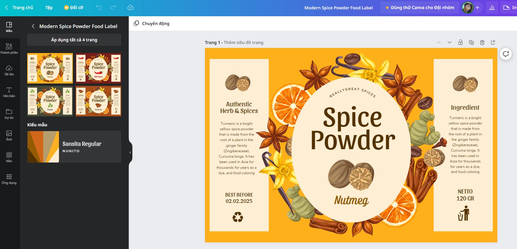 thiết kế bao bì online cho sản phẩm bằng Canva