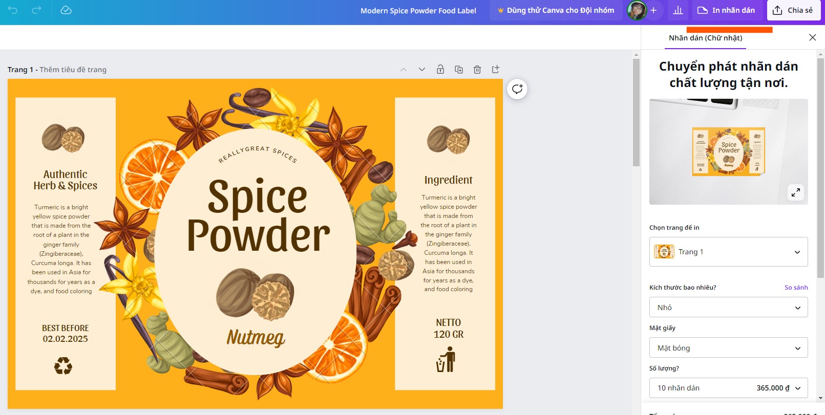 thiết kế bao bì online cho sản phẩm bằng Canva