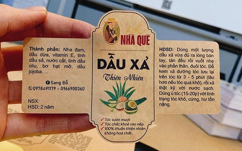 in tem dán giấy karft nâu