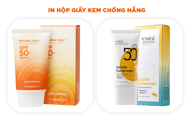 in hộp giấy đựng kem chống nắng